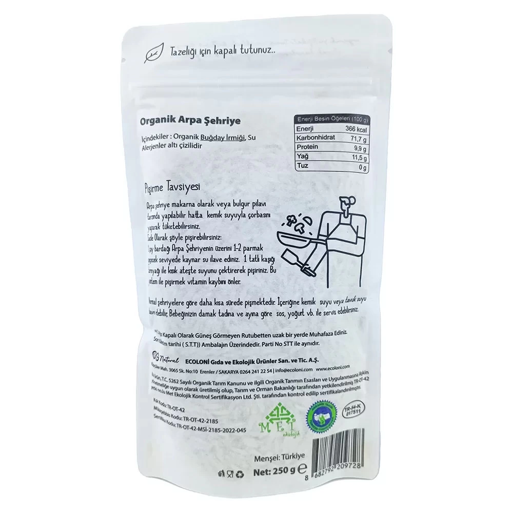 Organik Sade Arpa Şehriye 250 Gr Besleyici Ve Doğal Lezzet - Görsel 2