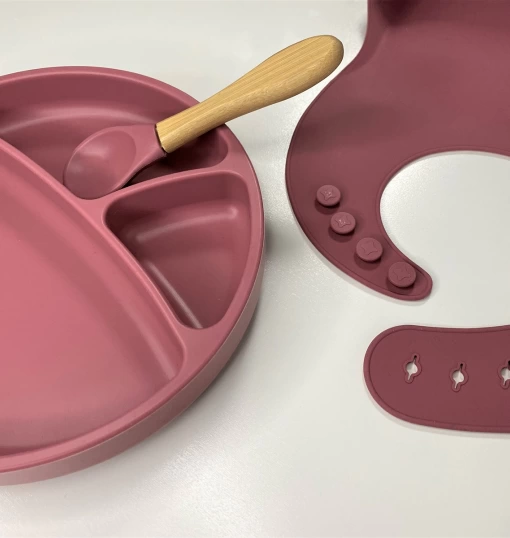 Eğitici Gelişim Blw II Silikon Beslenme Seti 3'Lü (Tabaklı) Velvet Rose - Görsel 3