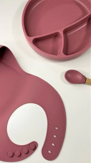 Eğitici Gelişim Blw II Silikon Beslenme Seti 3'Lü (Tabaklı) Velvet Rose - Görsel 4