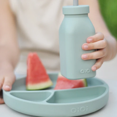 Çocuk Oioi Şişe + Pipet 200ml River Green / Powder Grey - Görsel 3