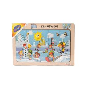 Çocuk ONY-109-110-111-112 Ahşap Eğitici Çocuk  Puzzle -Kış Mevsimi