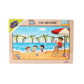 Çocuk ONY-117/118/119/120 Ahşap Eğitici Puzzle -Yaz Mevsimi