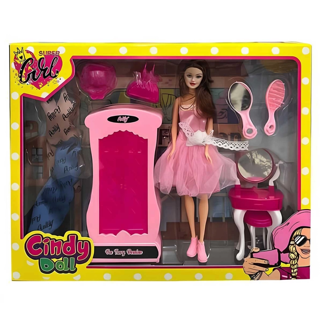 Çocuk Oydaş Cindy Doll Dolaplı Makyaj Masalı Bebek 02453 - Görsel 2