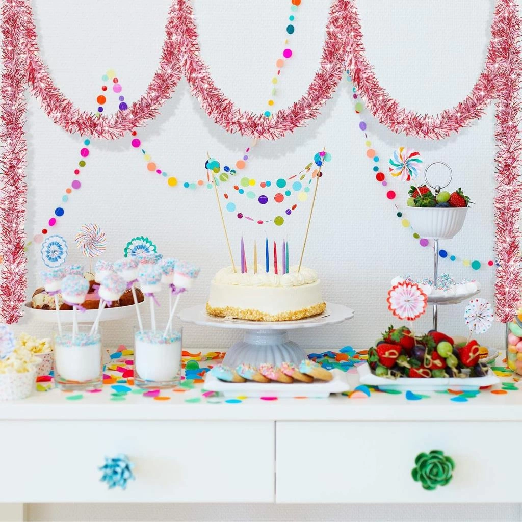 Çocuk Parti İçin Sim Süs 2 Metre Uzunluk 6 cm Genişlik Pembe Renk İthal - Görsel 4