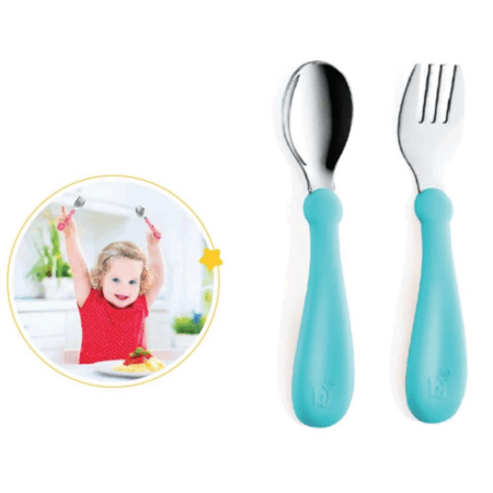 Çocuk Paslanmaz Çelik Çatal Kaşık Seti 522 Turkuaz