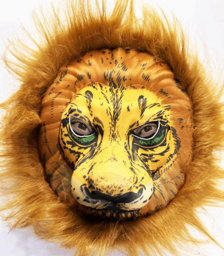 Çocuk Peluş Aslan Maskesi Kahverengi Yeleli Mega Peluş 33 No