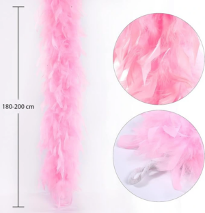 Eğitici Oyuncak Pembe Renk Kabarık Kalın Otriş Boa Tüy 6 cm Genişlik 180-200 cm Uzunluk