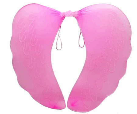 Çocuk Pembe Renk Ortası Pembe Tüylü Tül Peri Kanadı 40x50 cm