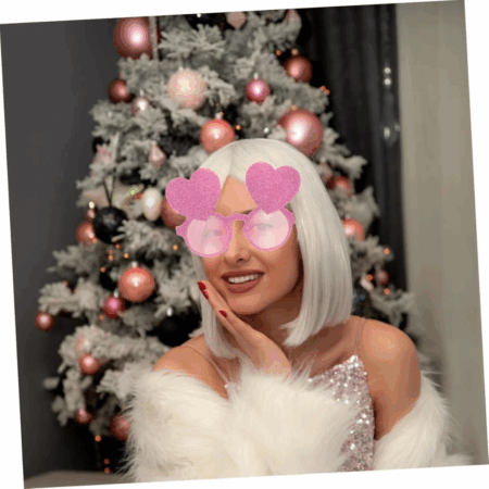 Çocuk Pembe Renk Sim İşlenmiş Kalp Figürlü Parti Gözlüğü