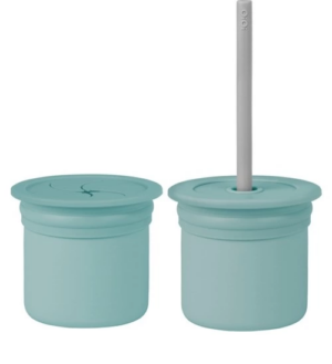 Eğitici Oyuncak    Pipetli Silikon Bardak Seti Aqua Green / Powder Grey