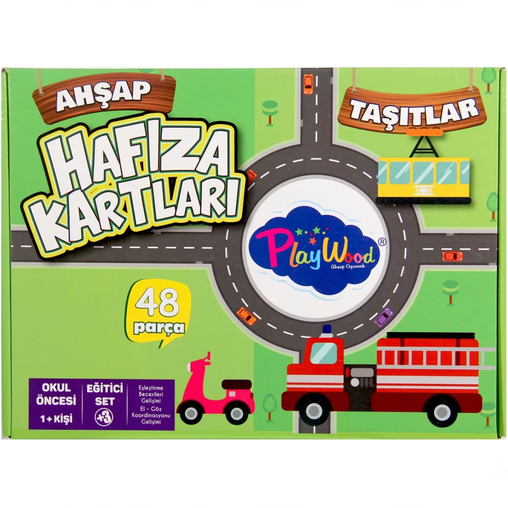 Çocuk Playwood Ahşap Hafıza Kartları Taşıtlar - Görsel 3