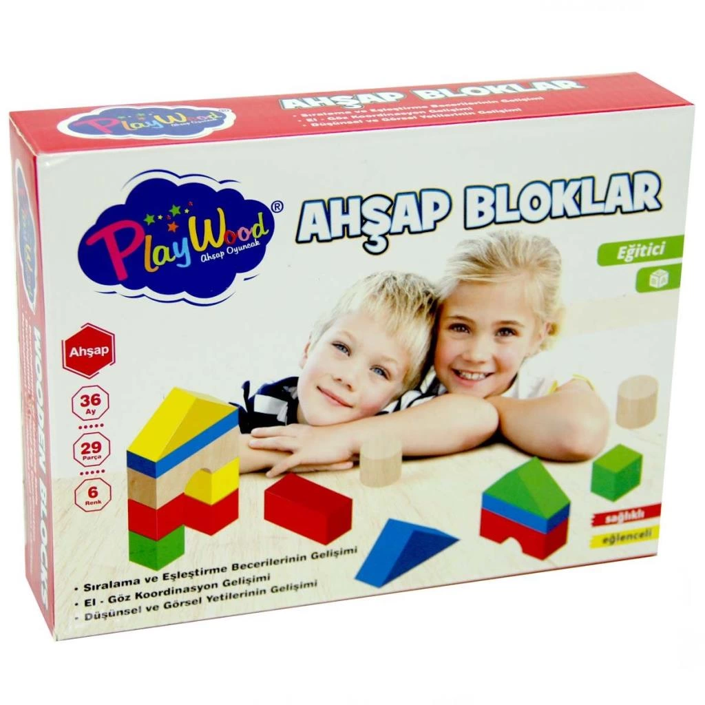Çocuk Playwood Eğitici Ahşap Bloklar 29 Parça - Görsel 3