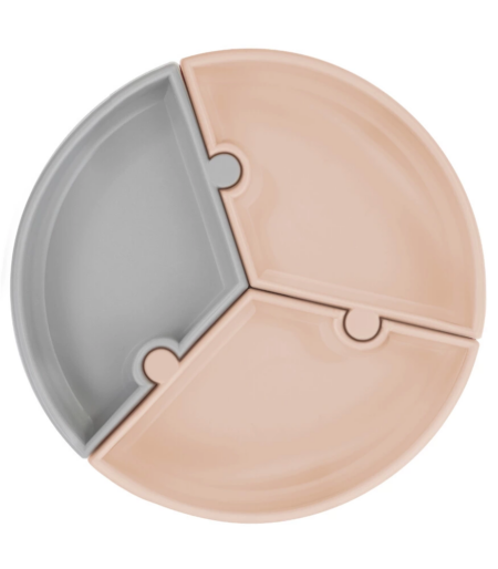 Eğitici Çocuk  Oyuncak   Puzzle Vakum Tabanlı Silikon Tabak Bubble Beige / Powder Grey