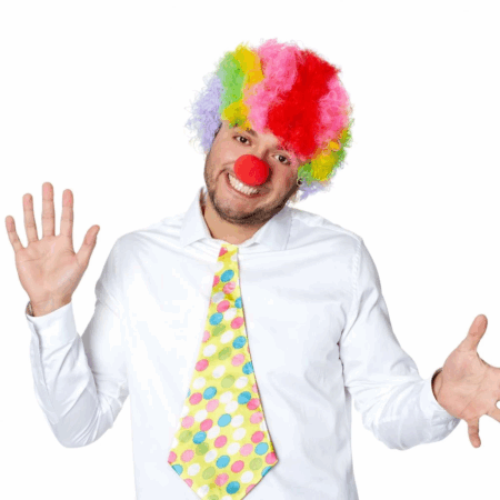 Çocuk Rengarenk Kıvırcık Afro Bonus Peruk 110 Gr ve Kırmızı Burun Seti