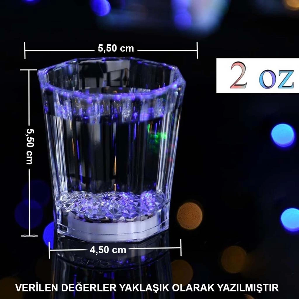 Renkli Led Parlayan Fiber Optik Bardak 5,5 x 5,5 cm Işıklı Eğlenceli Parti Aksesuarı - Görsel 5