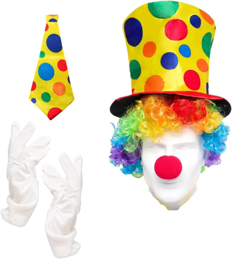 Renkli Palyaço Kostüm Seti 5 Parça Eğlenceli Çocuk Aksesuarı - Görsel 3