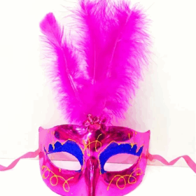   Renkli Tüylü Venedik Parti Maskesi Karışık Renk 12 Adet