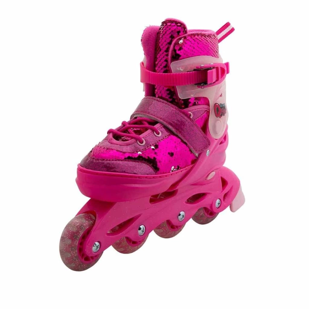 Eğitici Çocuk Rising Sports Inline 4 Teker Paten Pembe Payetli - Görsel 3