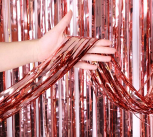 Eğitici Oyuncak Rose Gold Püsküllü Kapı Perdesi - Parti, Bekarlığa Veda, Doğum Günü 1x2 m