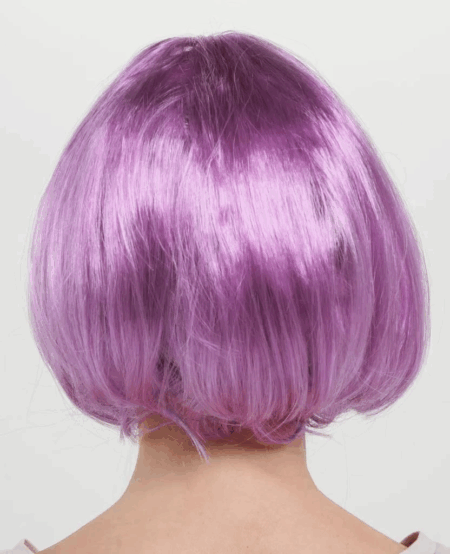 Çocuk Rose Pembe Renk Düz Kesim Küt Parti Peruğu Kısa Takma Saç