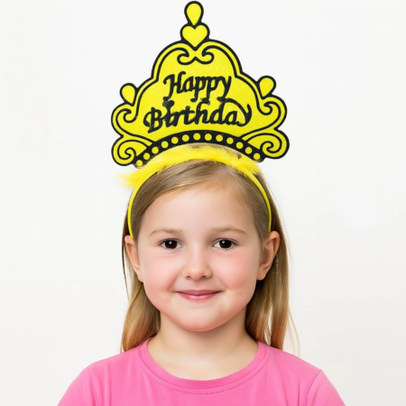 Eğitici Oyuncak Sarı Happy Birthday Prenses Tacı – Doğum Günü Taç Aksesuarı