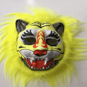 Sarı Peluş Saçlı Dişli Kırılmaz Yumuşak Kurt Maskesi 22x19 cm