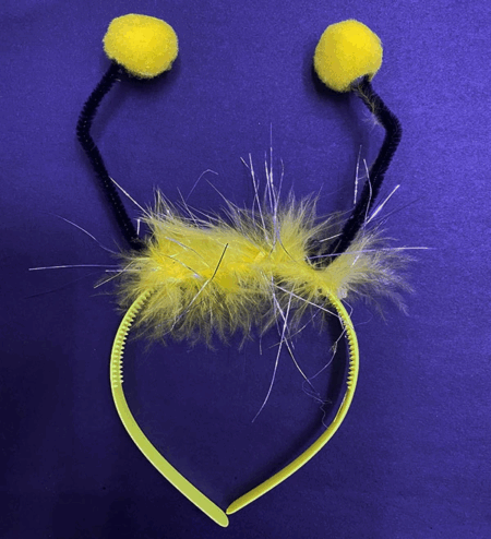 Sarı Ponponlu Plastik Arı Maya Tacı Gösteri ve Partiler İçin Şık Tasarım