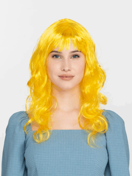 Çocuk Sarı Renk Uzun Dalgalı Parti Peruğu