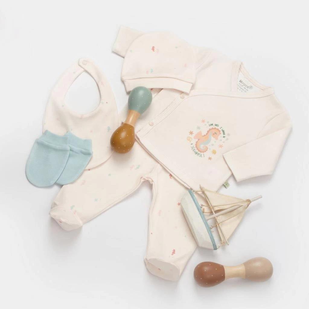 Denizatı Temalı Bej-Mint Renkli 5’Li Yeni Doğan Hastane Seti - Görsel 2