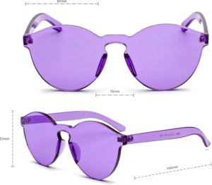 Eğitici Çocuk Sert Mika Oval Şekilli Çerçevesiz Mor Gözlük Retro Parti 5x14 cm