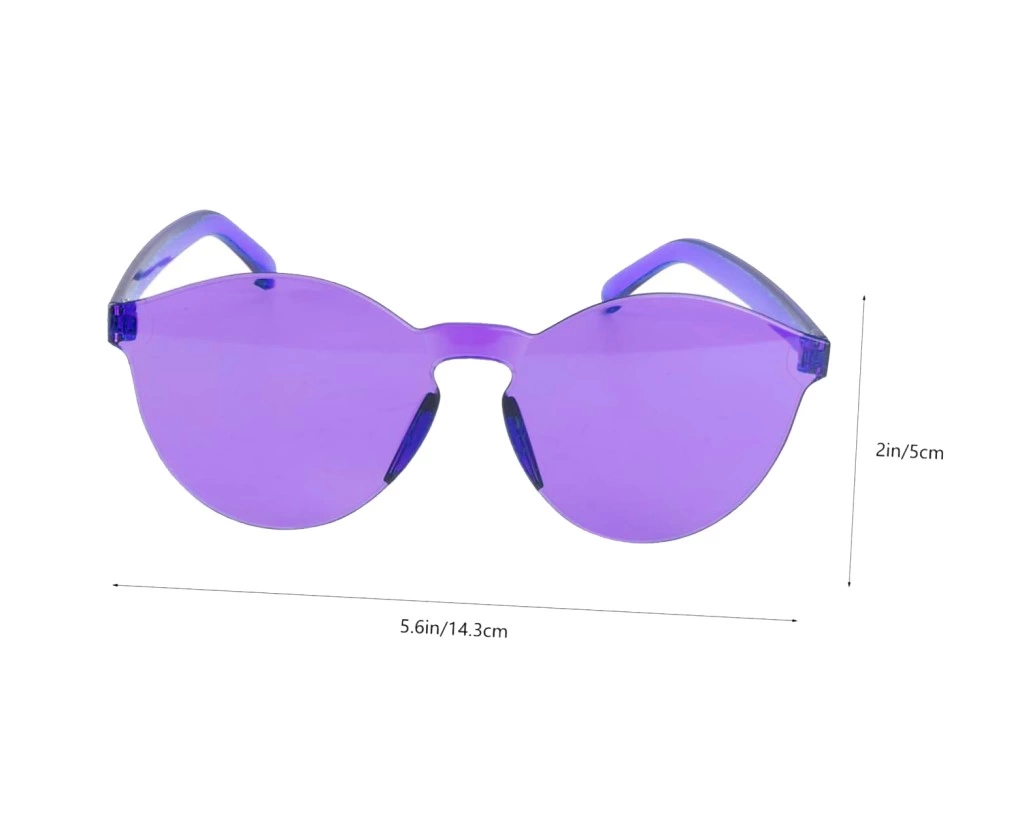 Eğitici Çocuk Sert Mika Oval Şekilli Çerçevesiz Mor Gözlük Retro Parti 5x14 cm - Görsel 3