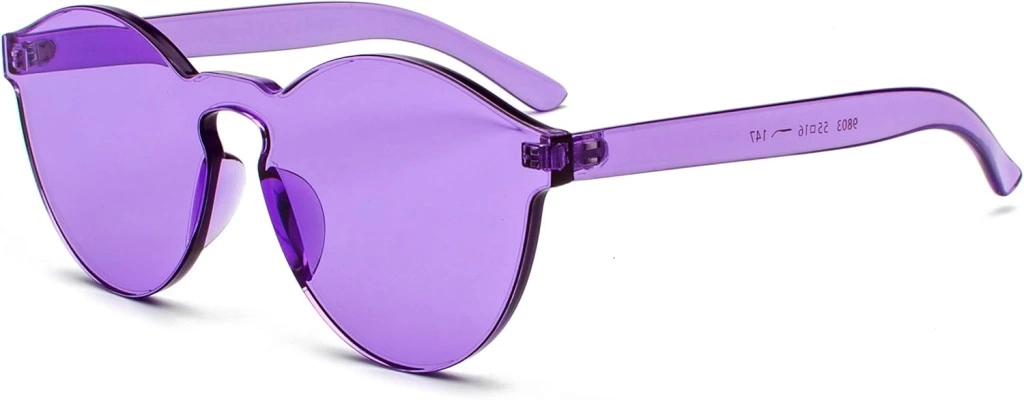 Eğitici Çocuk Sert Mika Oval Şekilli Çerçevesiz Mor Gözlük Retro Parti 5x14 cm - Görsel 4