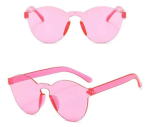 Eğitici Çocuk Sert Mika Oval Şekilli Çerçevesiz Pembe Gözlük Retro Parti 5x14 cm