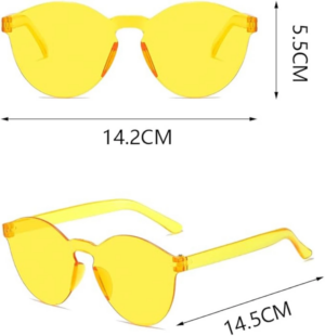 Eğitici Çocuk Sert Mika Oval Şekilli Çerçevesiz Sarı Gözlük Retro Parti 5x14 cm