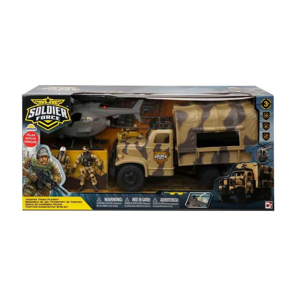 Eğitici Çocuk Oyuncak Sesli ve Işıklı Soldier Force Askeri Kamyon Oyun Seti - Görsel 2