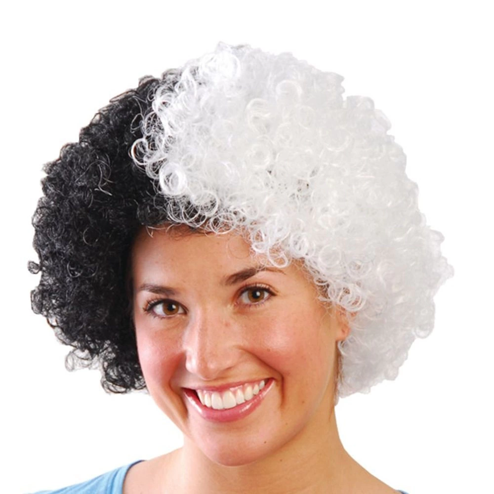 Eğitici Oyuncak Siyah Beyaz Kıvırcık Afro Bonus Peruk Taraftar Saçı - Görsel 4