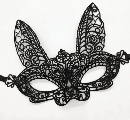 Çocuk Siyah Renk Dantel Kesim Dantel İşlemeli Balo Parti Maskesi 7 No