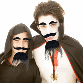 Çocuk   Siyah Renk Kendinden Yapışkanlı Takma Sakal Bıyık ve Kaş Seti