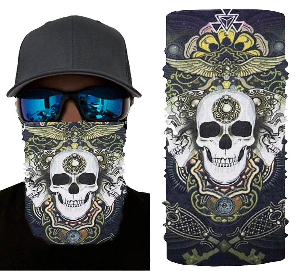 Çocuk Siyah Renk Üzeri Likralı Beyaz Kafatası Kuru Kafa Baskılı Baf Buff Bandana 28x45 cm - Görsel 2