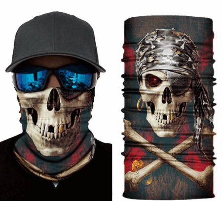 Çocuk Siyah Renk Üzeri Likralı Korsan Kafatası Baskılı Baf Buff Bandana 30x48 cm