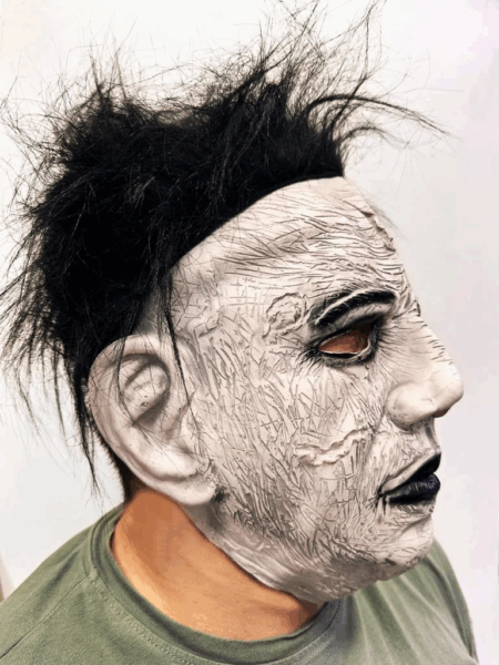 Çocuk Siyah Saçlı Michael Myers Lateks Yüze Tam Yapışan Et Maske Korku Maskesi