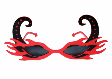 Çocuk SiyahBoynuzluKırmızıRenkAlevliPartiGözlüğü21x10cm