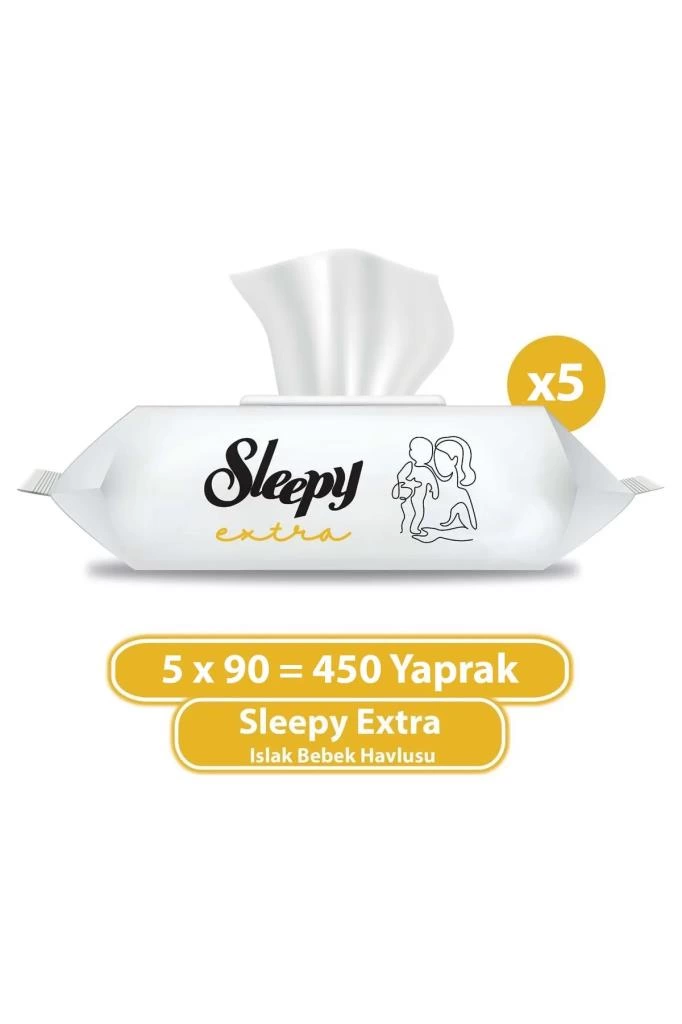 Çocuk Sleepy Ekstra Islak Havlu Mendil 5x90 450 Yaprak - Görsel 2