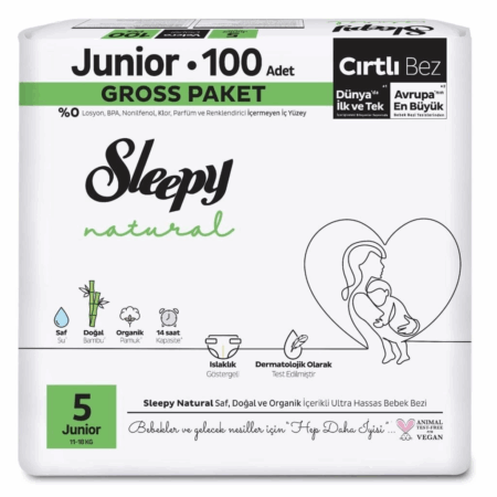 Çocuk Sleepy Natural Bebek Bezi Gross Paket 5 Beden 11-18 Kg 100 Adet