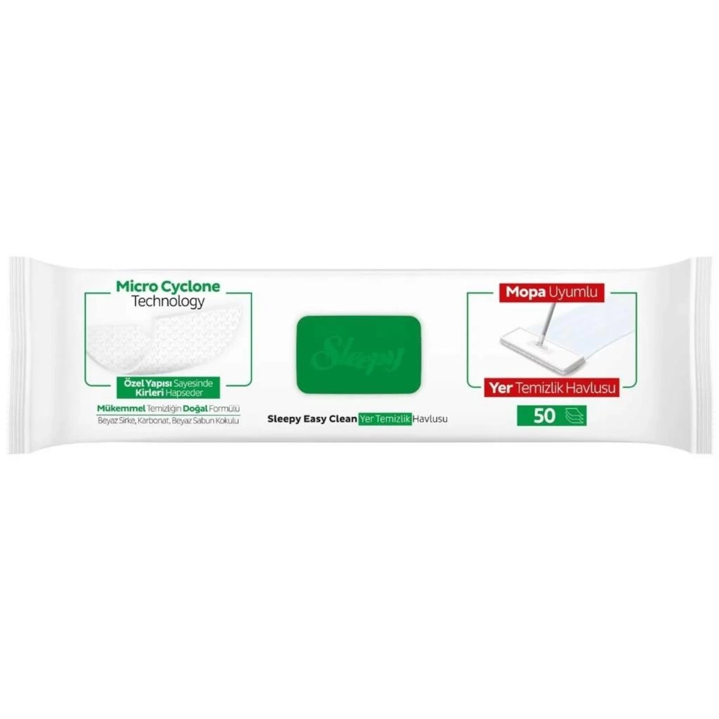 Sleepy Yer Temizlik Havlusu Mop Uyumlu 50 Adet Beyaz Sabun - Görsel 2