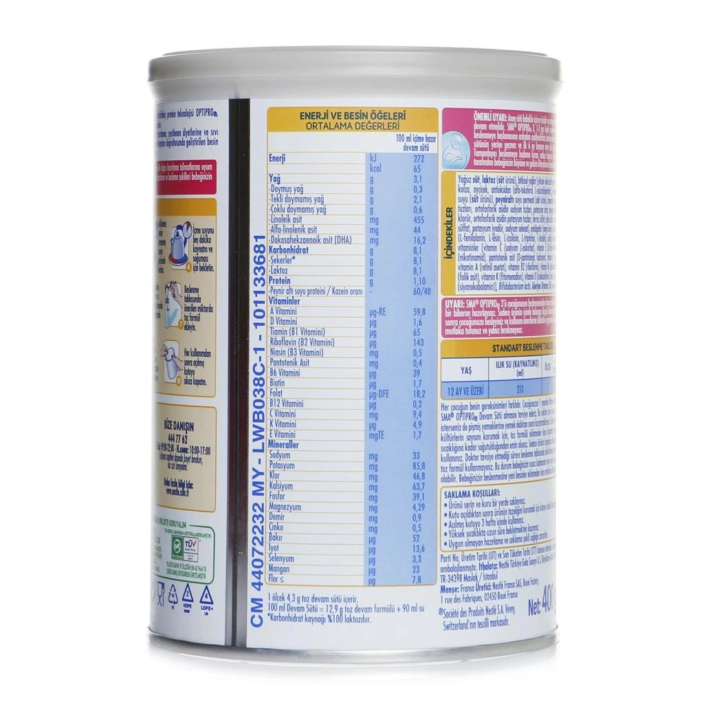 Çocuk SMA Optipro Probiyotik 3 Bebek Devam Sütü 1-3 Yaş 400 Gr - Görsel 4