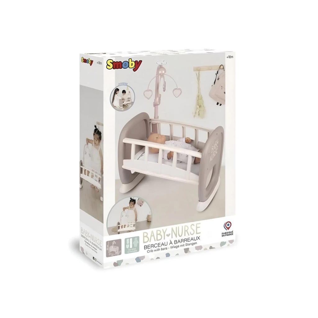 Eğitici Oyuncak Smoby Baby Nurse Sallanan Dönenceli Bebek Beşiği 220372 - Görsel 2