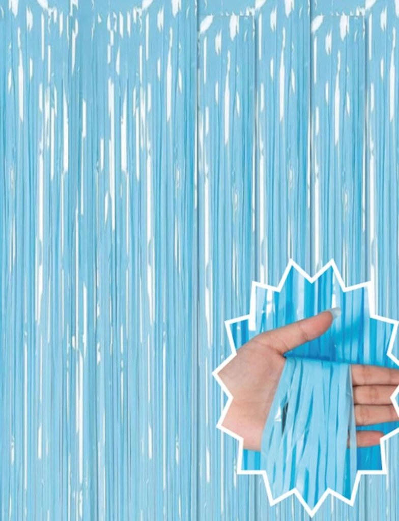 Eğitici Oyuncak Soft Mavi Püsküllü Kapı Perdesi - Parti, Baby Shower, Sünnet Süsü 1x2 m - Görsel 2