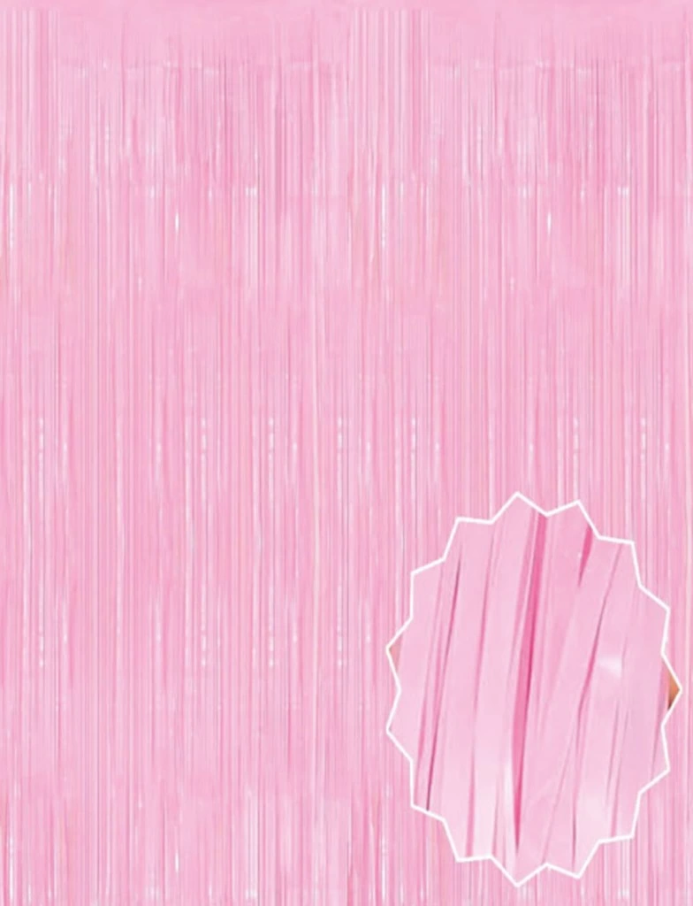 Eğitici Oyuncak Soft Pembe Püsküllü Kapı Perdesi - Parti, Baby Shower, Cinsiyet Partisi 1x2 m - Görsel 2