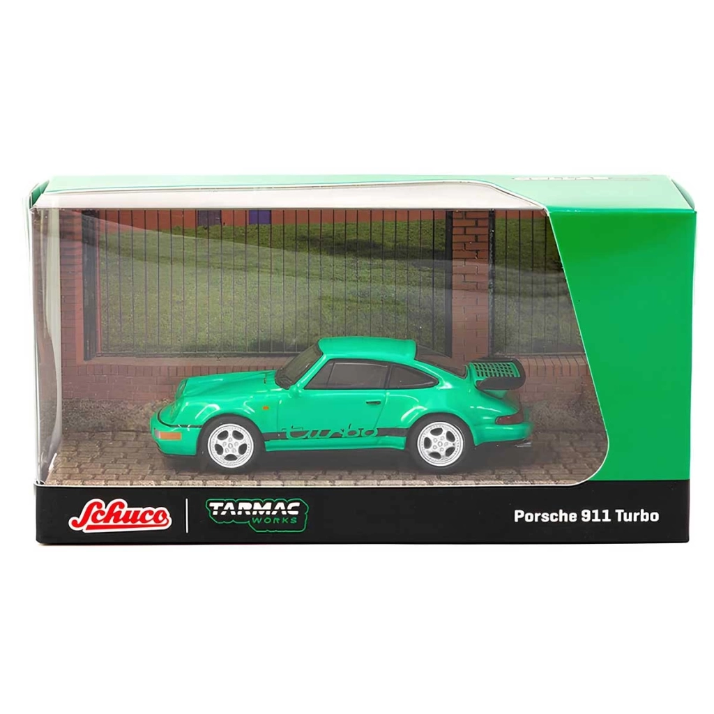 Tarmac Works 1/64 Schuco X Porsche 911 Turbo Green - Görsel 3